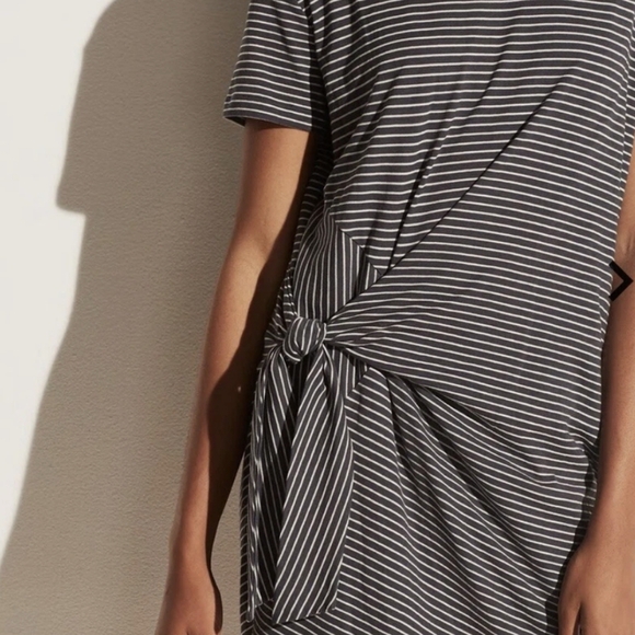 Vince Buttery Soft Stretchy Fabric Stripe Side Tie Minimalist Shift Dress Sz XL - Picture 3 of 10